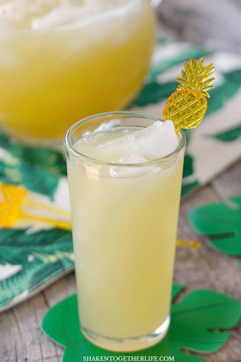 Skinny Sparkling Pineapple Lemonade Punch is refreshing and flavorful with only 3 ingredients and 50 calories per glass!