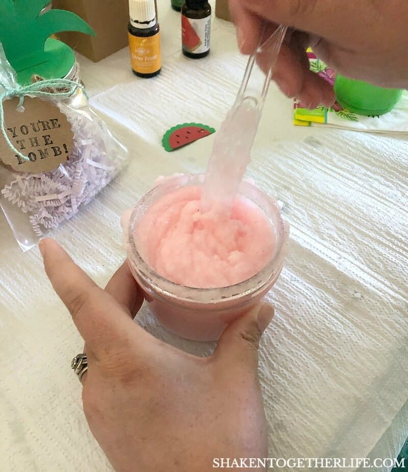 Watermelon Sugar Scrub is a Summer scented craft that everyone enjoyed making - plus it just smells like Summer! This is one of 4 easy ideas for a Tropical Summer Craft Party!