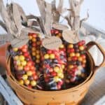 indian corn candy favors in basket
