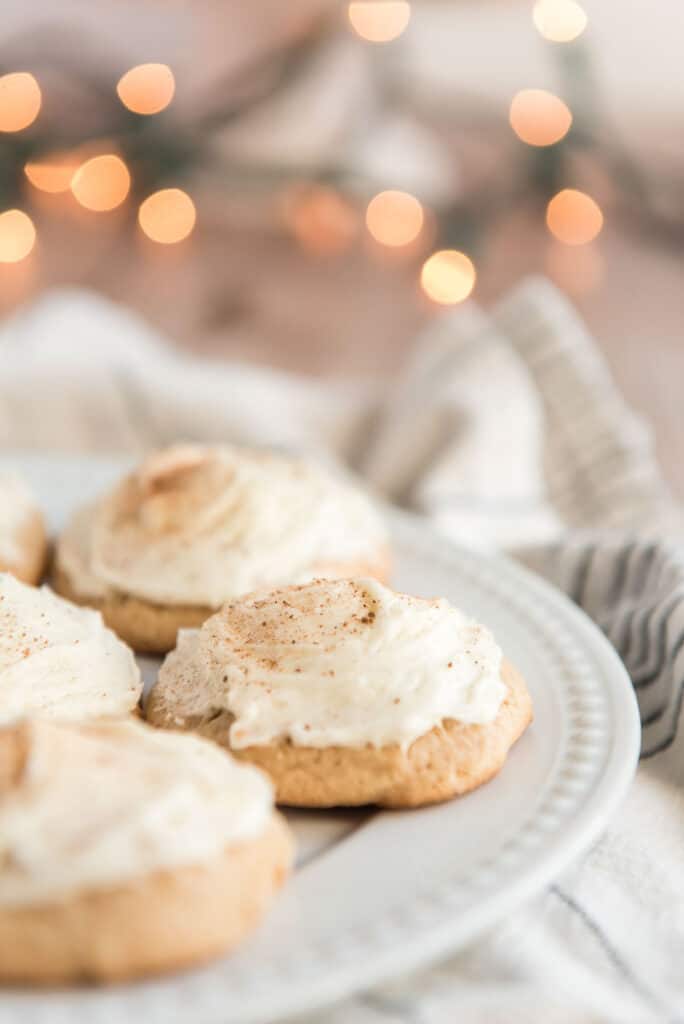 the best eggnog cookies on white plate