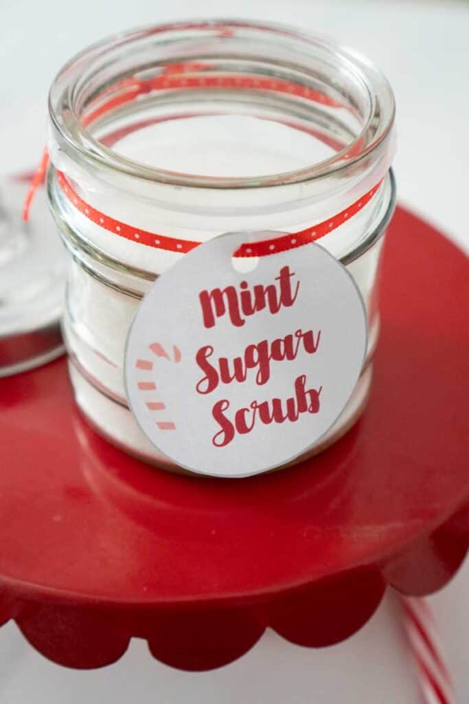 mint sugar scrub with printable tag