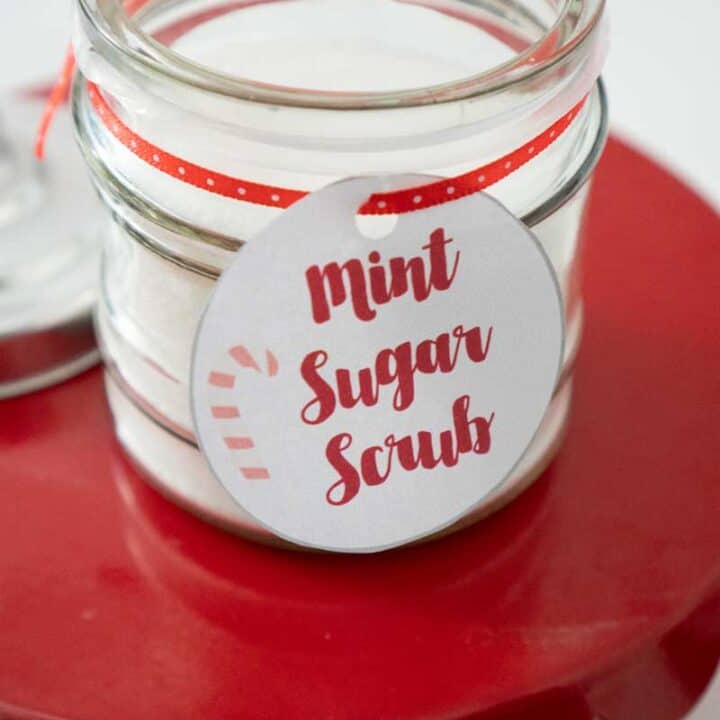mint sugar scrub with printable tag