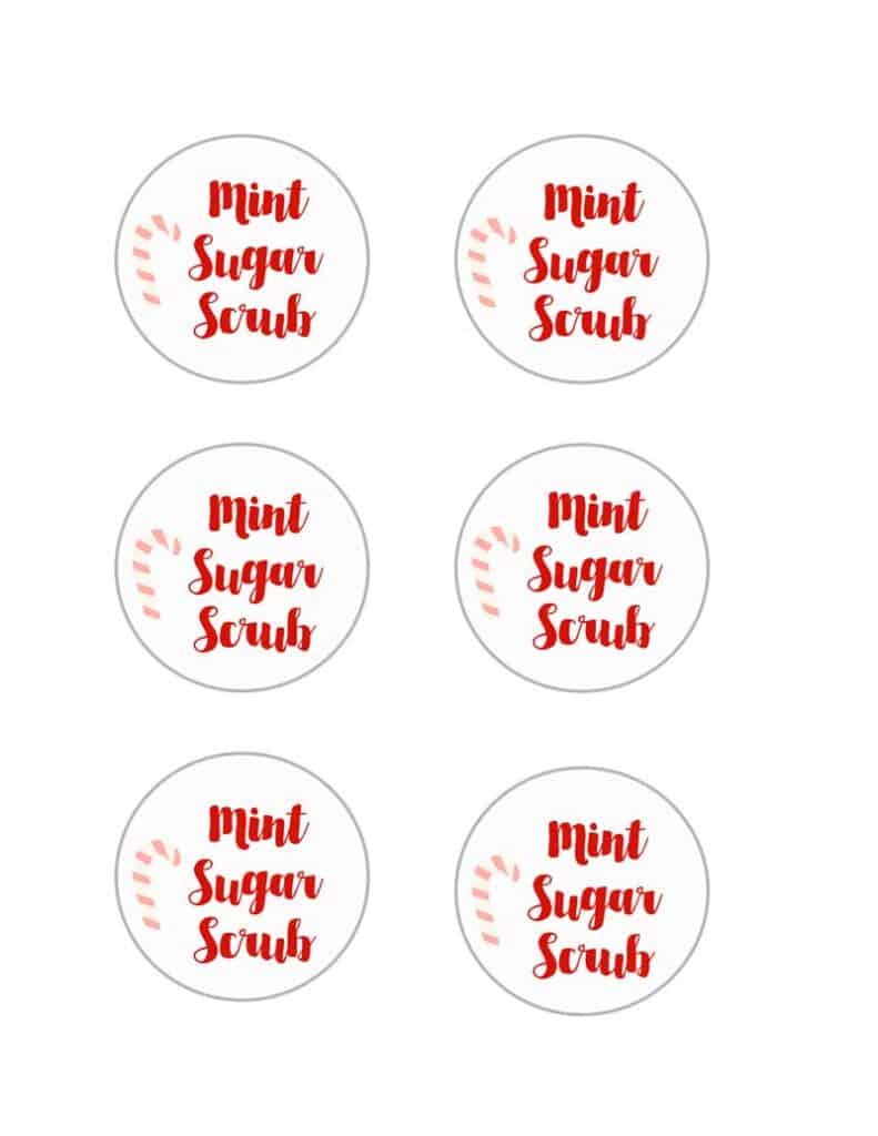 free printable mint sugar scrub tags