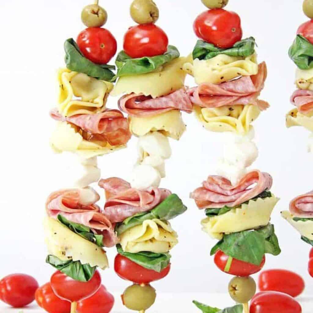 tortellini skewers standing up