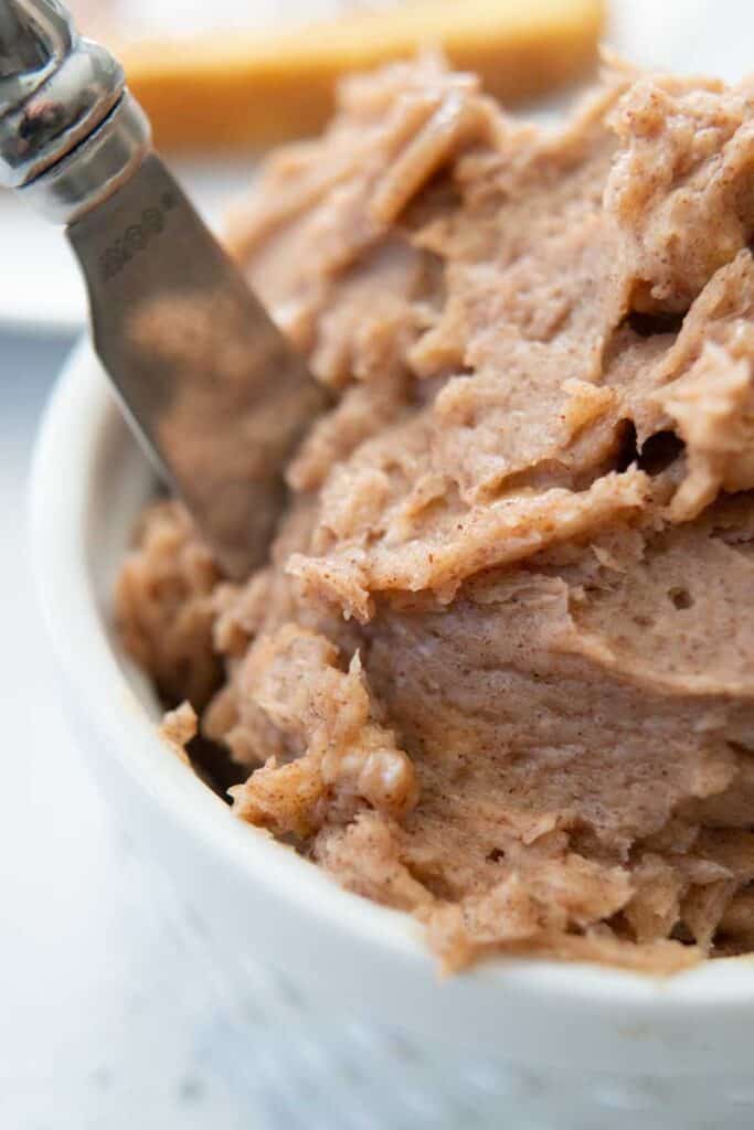 cinnamon honey butter in white ramekin