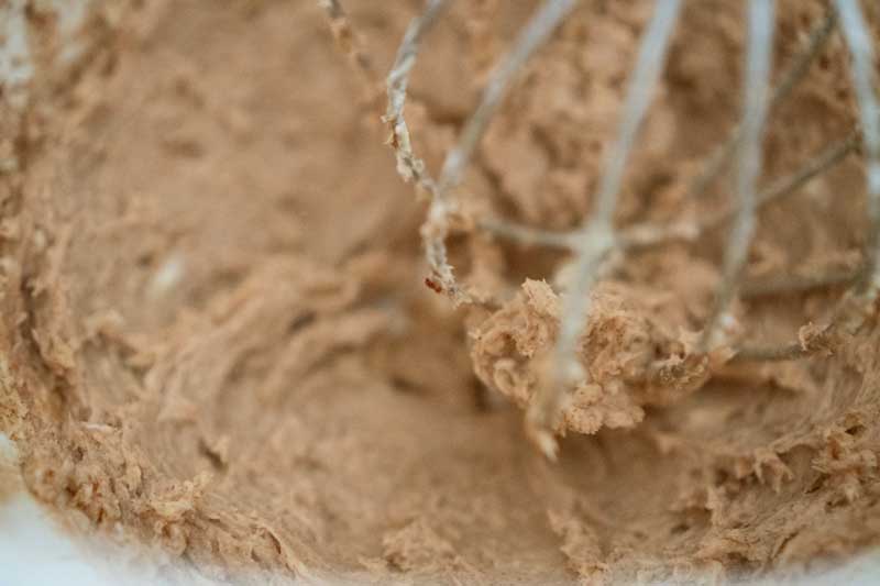 cinnamon butter in mixer close up