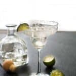 agave margarita in glass with lime
