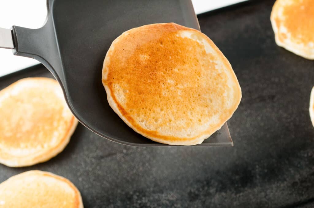 pancake on spatula after cooking