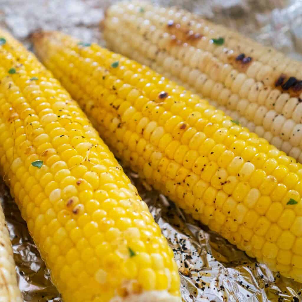 grilled corn on the cob in foil