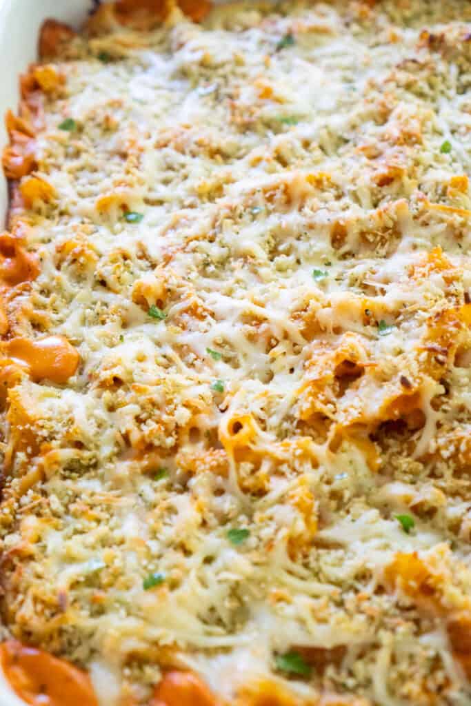 copycat ziti al forno from Olive Garden in casserole dish