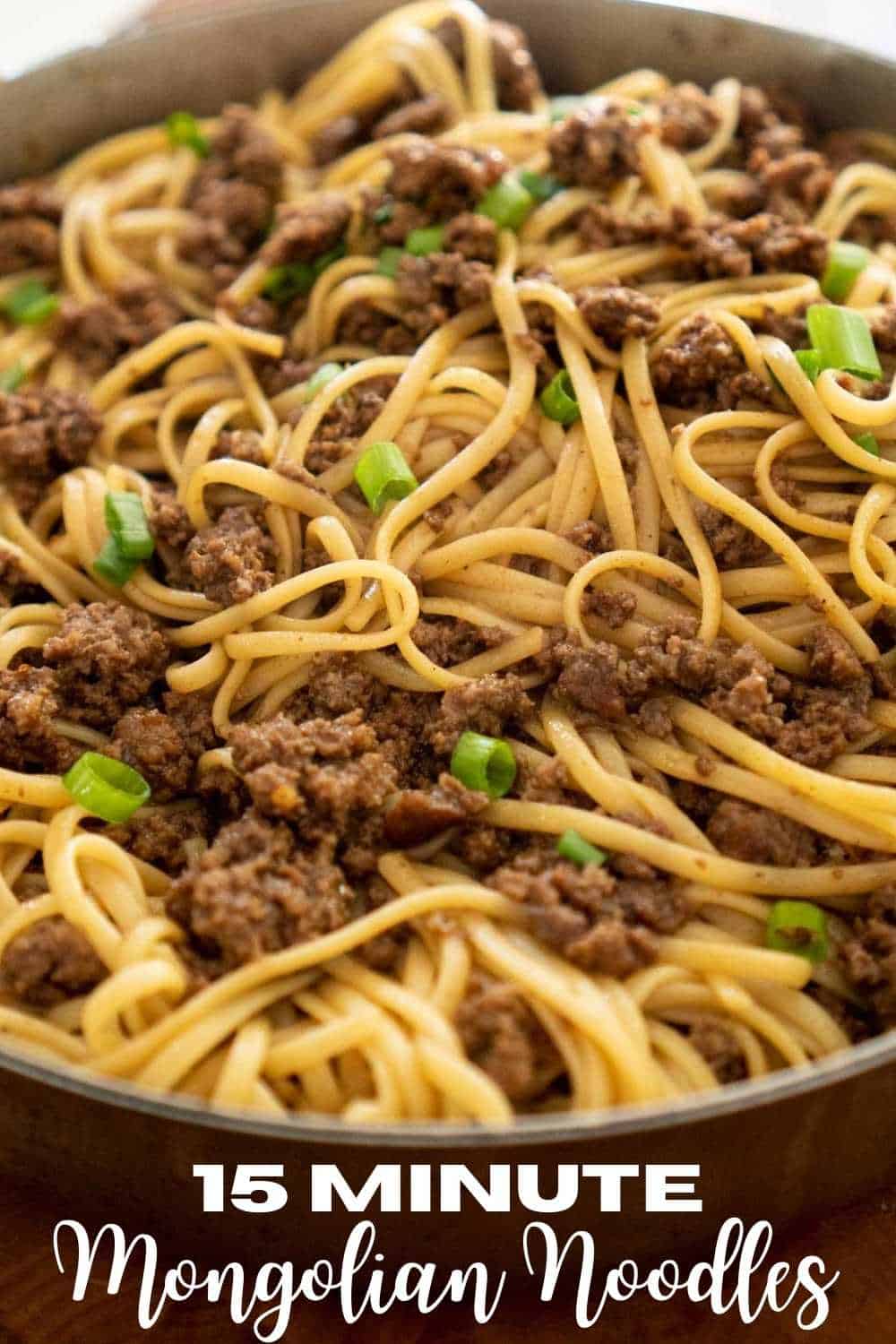 15 Minute Mongolian Noodles with Ground Beef Shaken Together