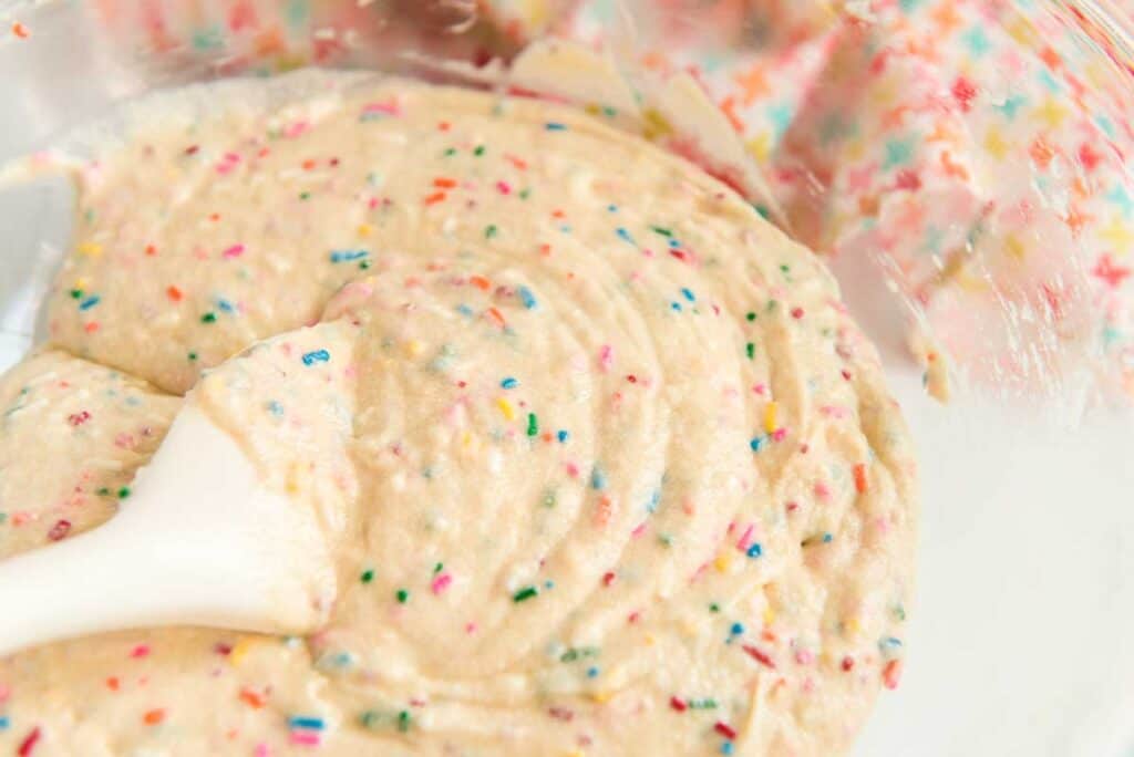 batter with sprinkles in bowl