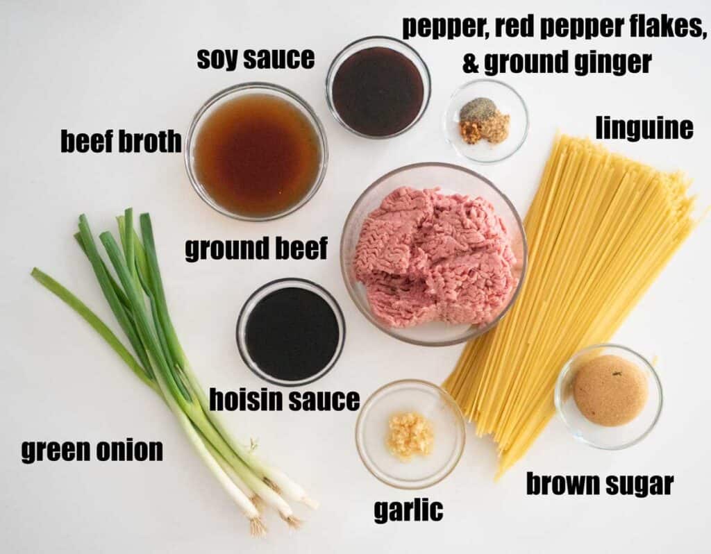 Mongolian ground beef noodle ingredients