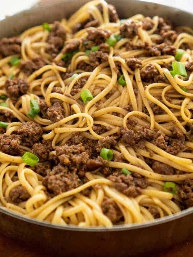Mongolian Style Ground Beef Noodles