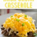 ground beef hash brown casserole on plate