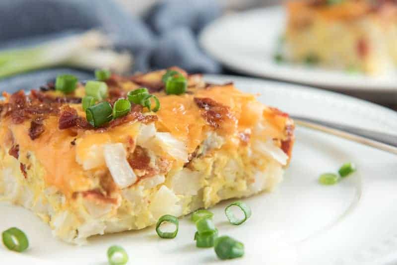 slice of hash brown breakfast casserole