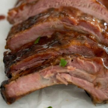 close up of rack of ribs