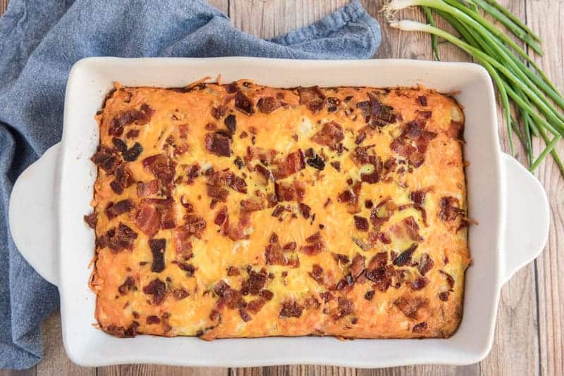 bacon hash brown casserole after baking