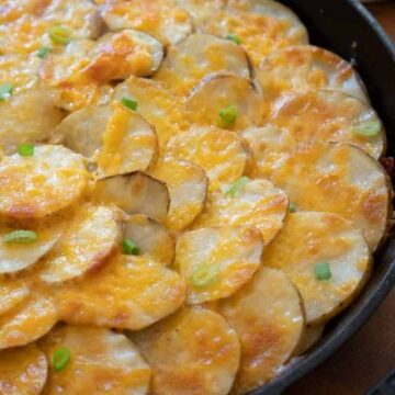 ground beef and potato in skillet