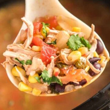 ladle of chicken tortilla soup