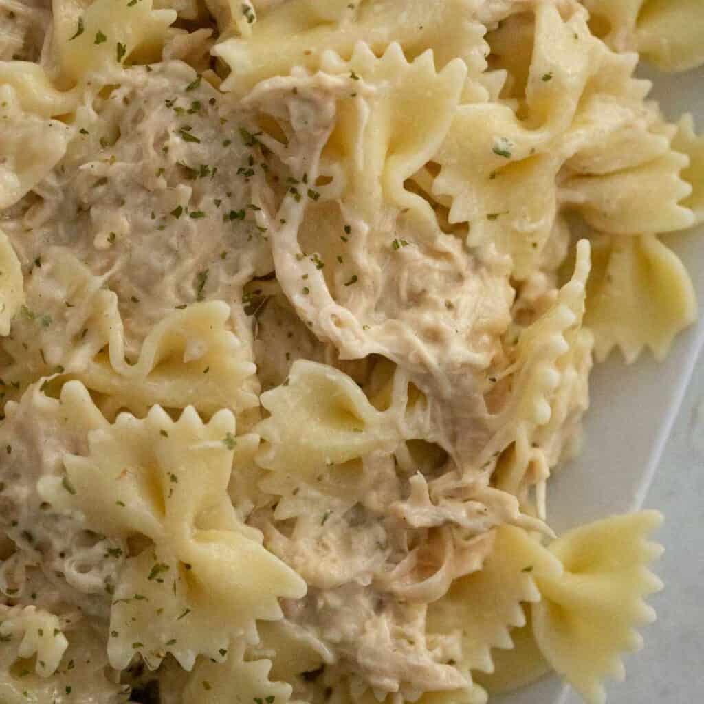 creamy ranch chicken over pasta