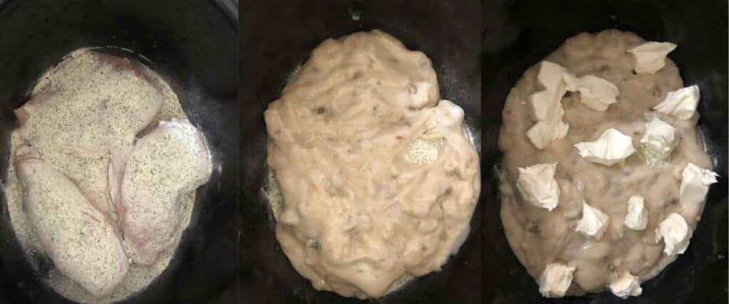 collage of making creamy ranch chicken