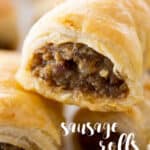 stick of sausage rolls close up