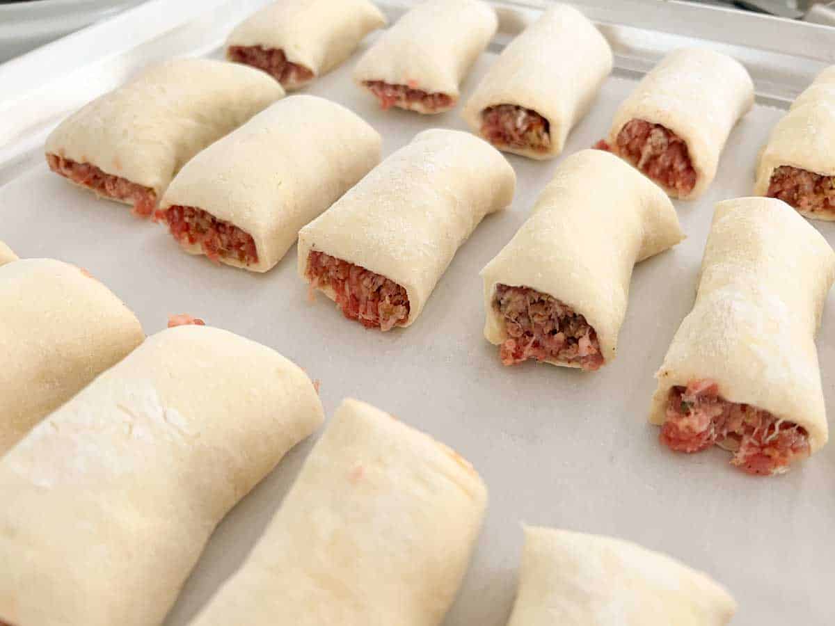 sausage rolls before baking