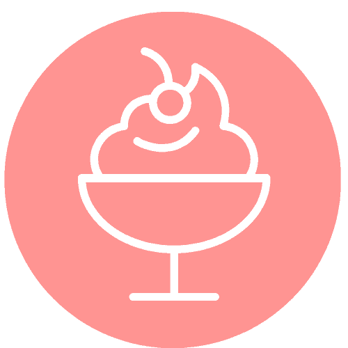 coral circle with dessert icon