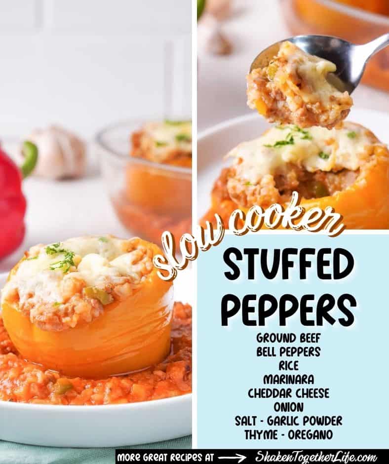 Slow Cooker Stuffed Peppers - Shaken Together