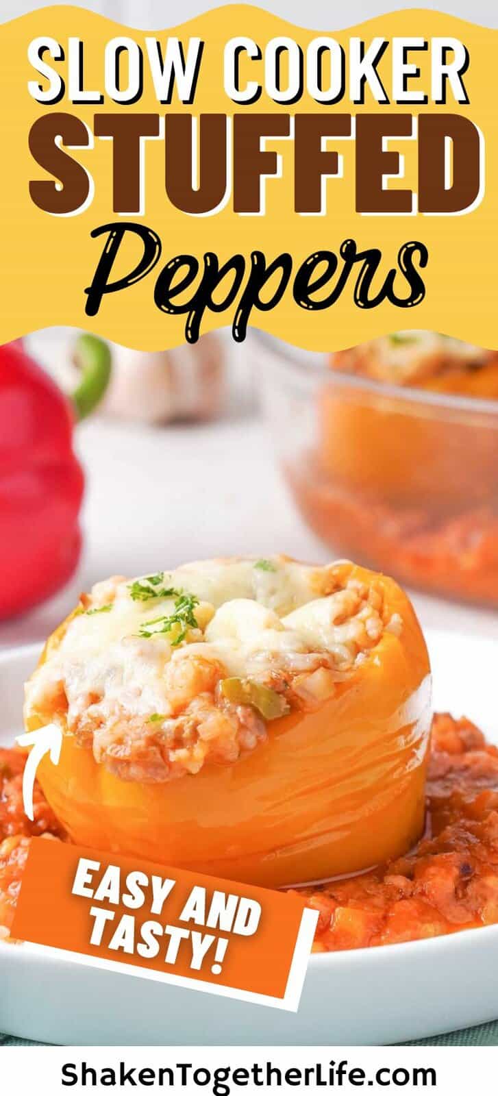 Slow Cooker Stuffed Peppers - Shaken Together