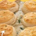 collage of chicken pot pie casserole with recipe name overlay