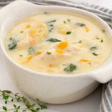 cup of chicken gnocchi soup
