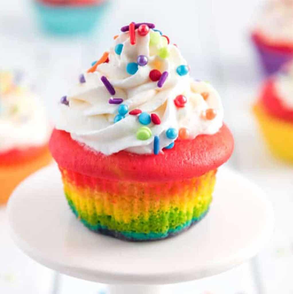 rainbow cupcake with sprinkles