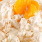 orange fluff salad with recipe name overlay