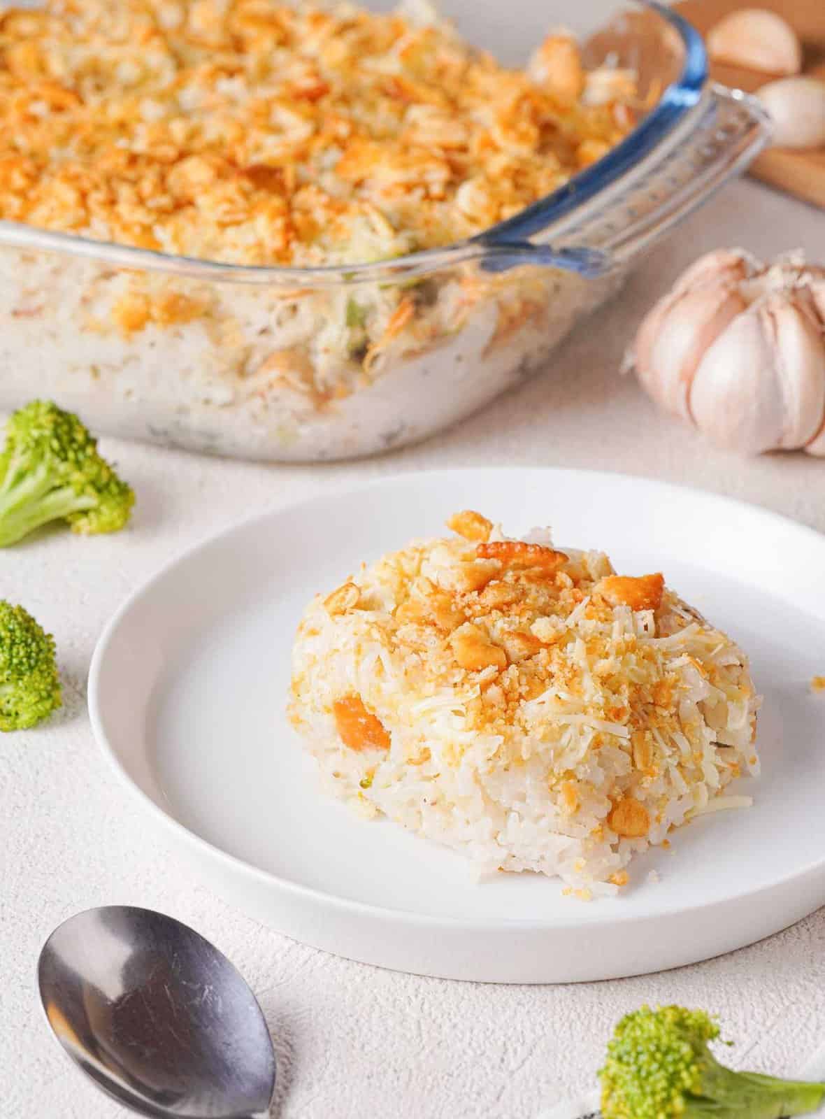 Cheesy Chicken and Rice Casserole - Shaken Together