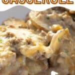 collage of hamburger potato casserole with recipe name overlay