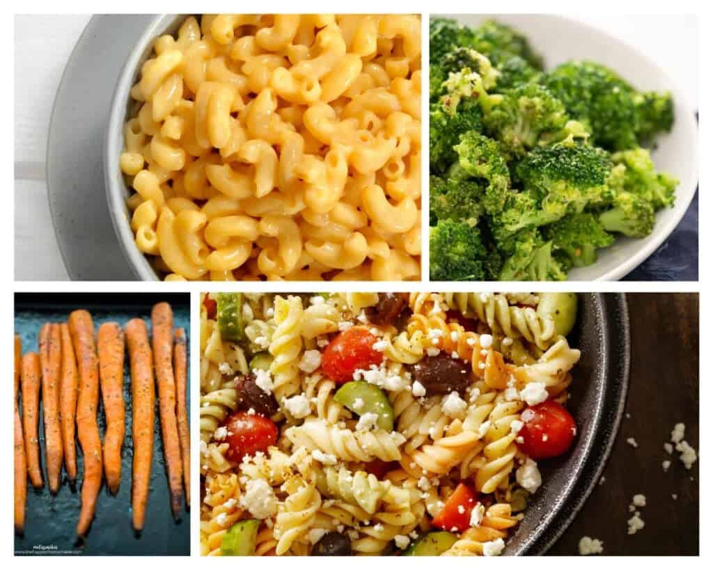 collage of side dishes for kids