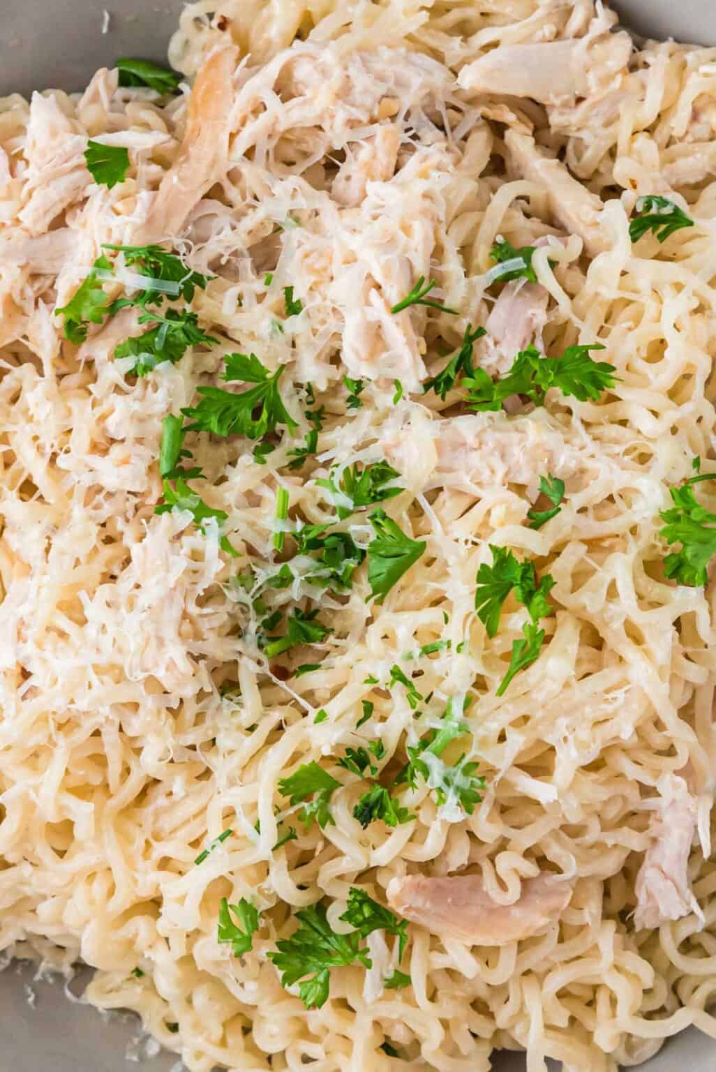 Parmesan Chicken and Ramen Noodles Shaken Together