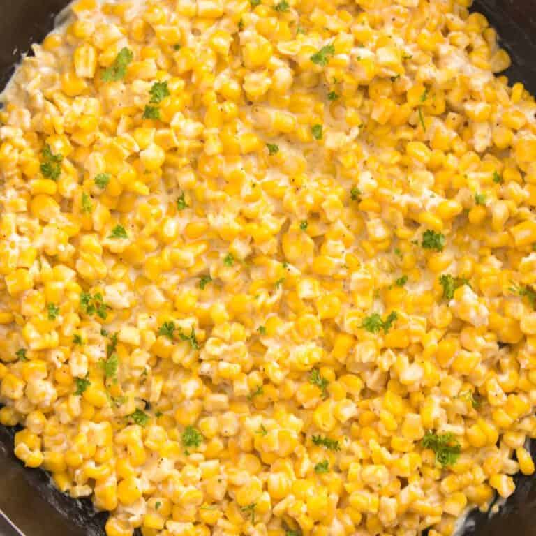 skillet with corn kernels
