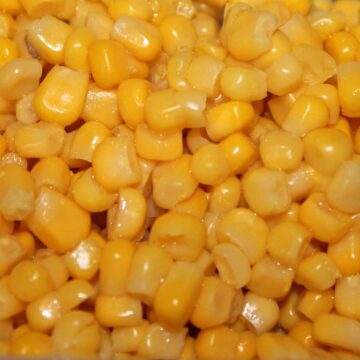 close up of cooked canned corn