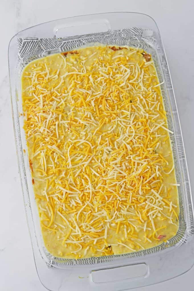 Mexican cornbread casserole before baking