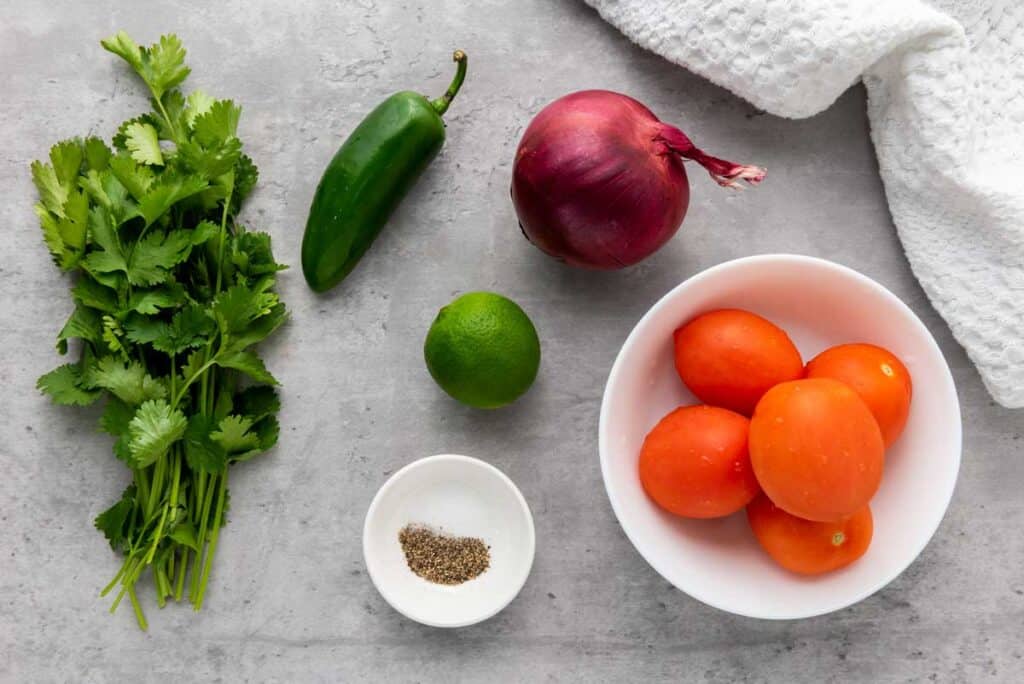 pico de gallo ingredients on countertop