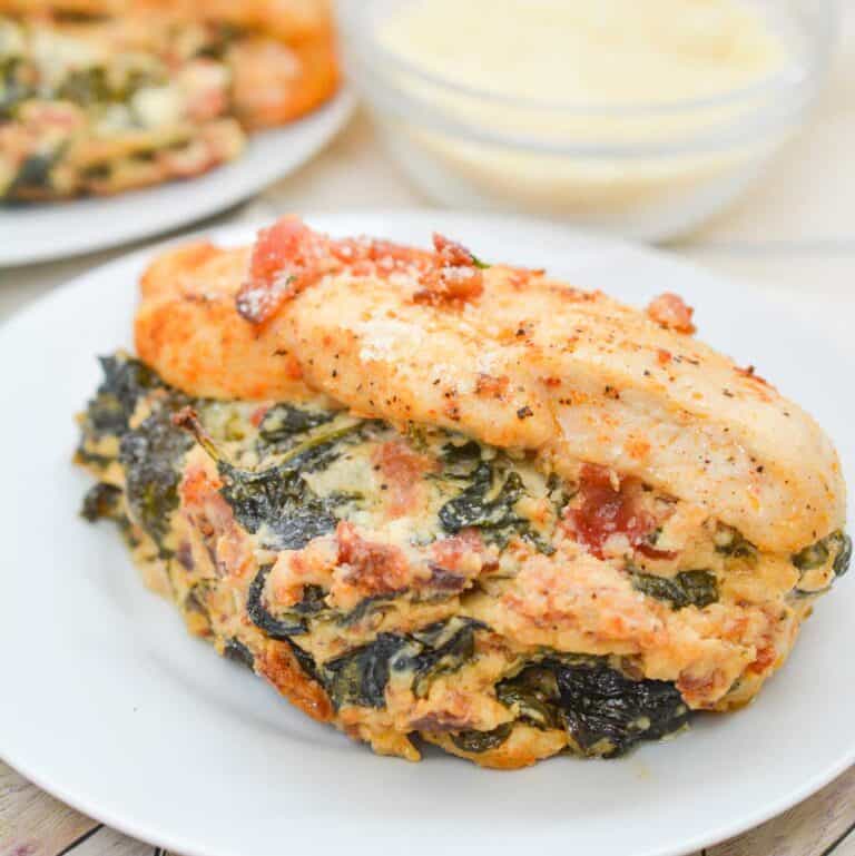Baked Chicken Breast Stuffed with Cheesy Spinach