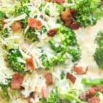 collage of bacon and broccoli with recipe name overlay