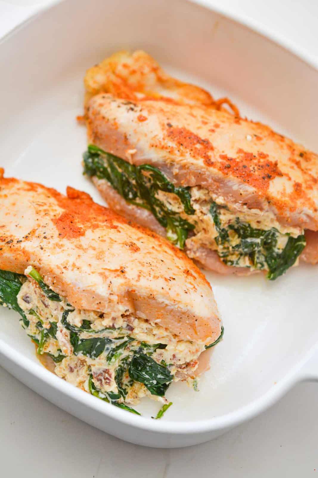 Baked Chicken Breast Stuffed with Cheesy Spinach - Shaken Together