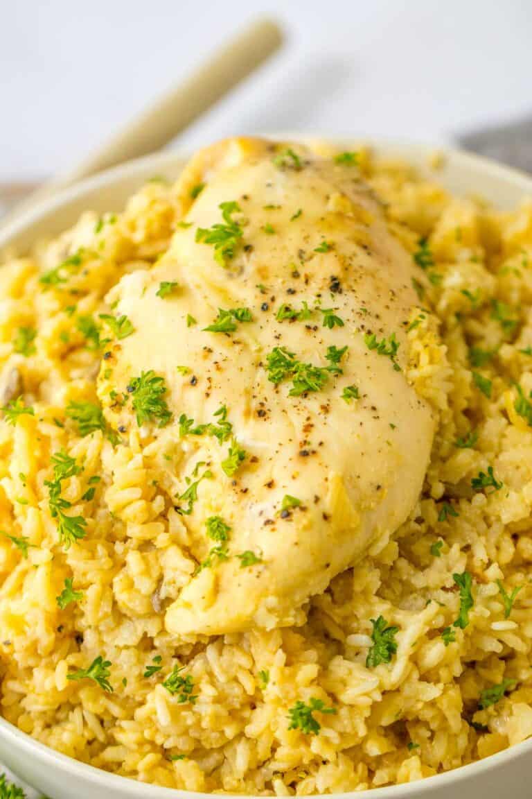 One Pan No Peek Chicken and Rice - Shaken Together