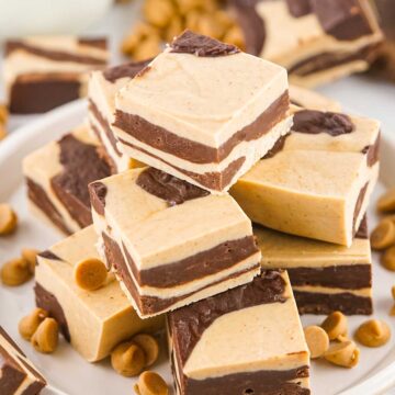 stack of peanut butter chocolate fudge