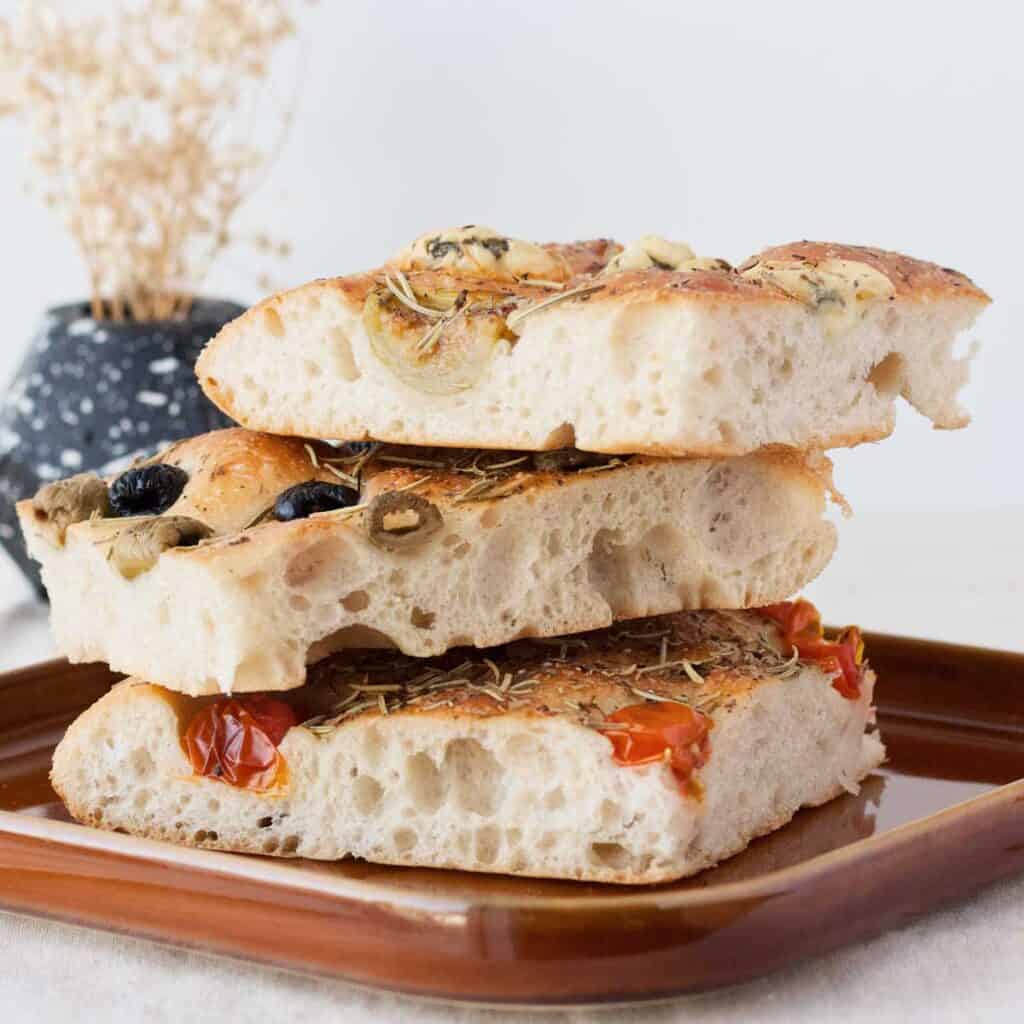 stack of focaccia bread pieces