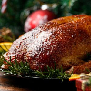 roast duck on a platter